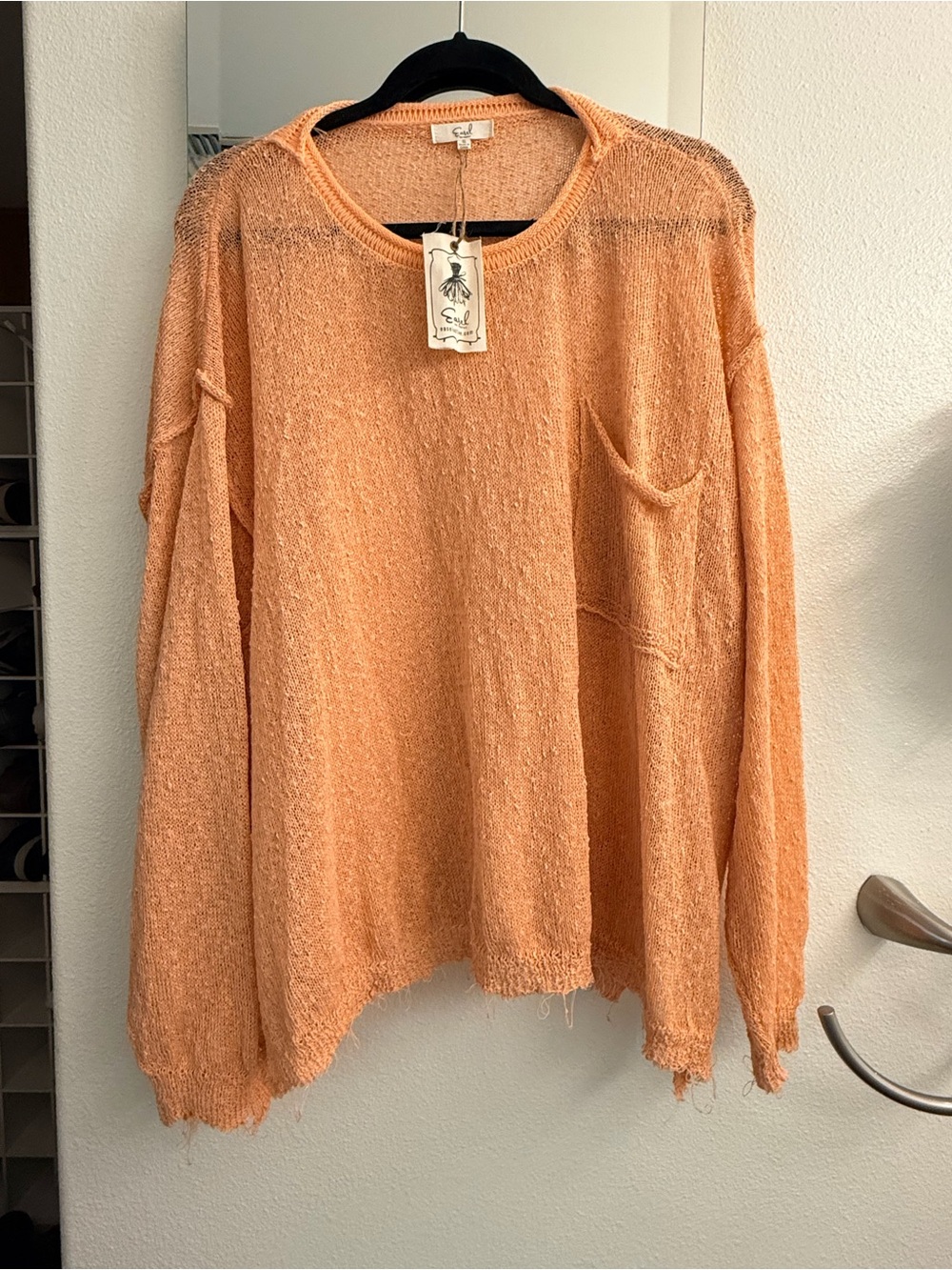 easel Peachy Open-Weave Knit Pullover